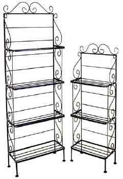 18 and 24 inch wrought iron bakers racks with scrolls