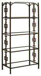 Wrought iron Etagere with tempered glass shelves