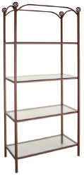 Wrought iron display store fixture with glass shelves