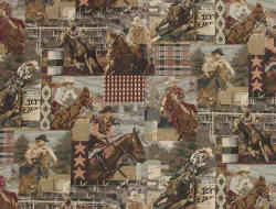 Rodeo cowboys and horses fabric