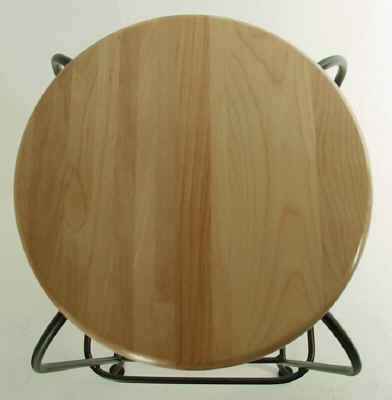 Round wooden seat option for our wrought iron swivel bar stools