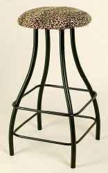 Backless wrought iron bar stool with upholstered seat cushion