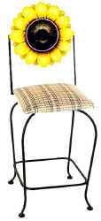 Sunflower hand painted wrought iron bar stool