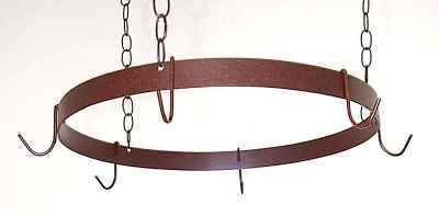 Round Butcher Ring Wrought Iron Pot Rack With Chain and Hooks