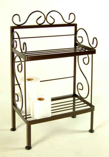 18 inch wide bathroom shelf rack in Deep Bronze finish