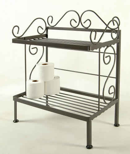 24 inch 2 shelf bathroom rack in the gun maetal finish