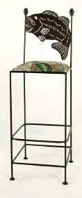bass fish bar stool in standard solid metal frame with fish fabric seat