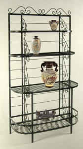 French bow bakers rack with vases