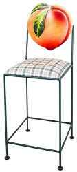 Peach iron kitchen counter stool with upholstered seat