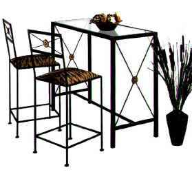 Wrought Iron Bar and Stools