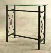 Small wrought iron console table with glass