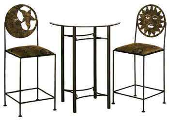 Sun and Moon celestial bistro bar set in kitchen counter height
