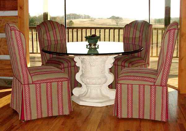 Glass Table Top on Cast Base with Parson's Side Chairs