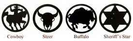 Western back patterns Cowboy, Steer Buffalo and Sheriff Star