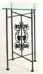 Grapes wrought iron pedestal with glass top