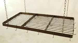 Rectangular Pot Rack With Wrought Iron Grid