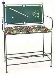 Billiards speactato bench with metal pool table cutout back
