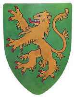 Green rampant lion medieval shield