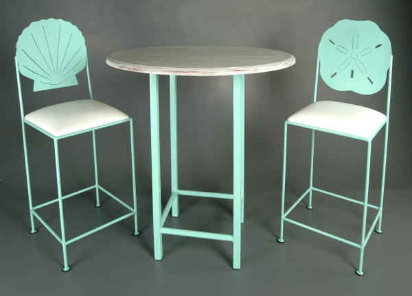 Seashells bistro set in teal finish