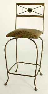 Neoclassic swivel wrought iron kitchen counter height stool