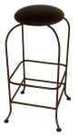 Wrought Iron Backless Bar Stool With Black Upholstered Seat
