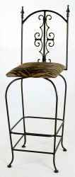 Gothci back wrought iron bar stools with tiger upholstered seat