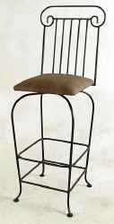 Roman column back wrought iron swivel bar stool