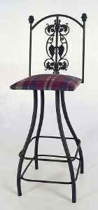 Wrought Iron Grapes Back Bar Stool With Upholstered Seat