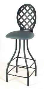 Metal lattice back wrought iron swivel bar stool