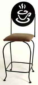 Kitchen Counter Stool With Coffee Cup Back and Upholstered Seat
