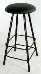 Wrought iron swivel bar stool with upholstered cushion seat