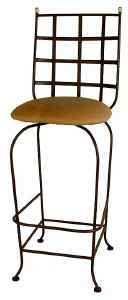 Westiminster Basket Weave Back Wrought Iron Stool - Swivel Upholstered Seat