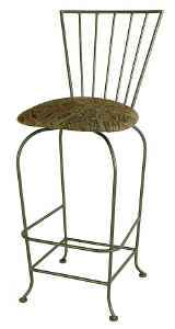 Terra Nova Wrought Iron Stool With Swivel Upholstered Seat