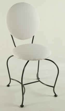 swivel vanity stool in gun metal with white