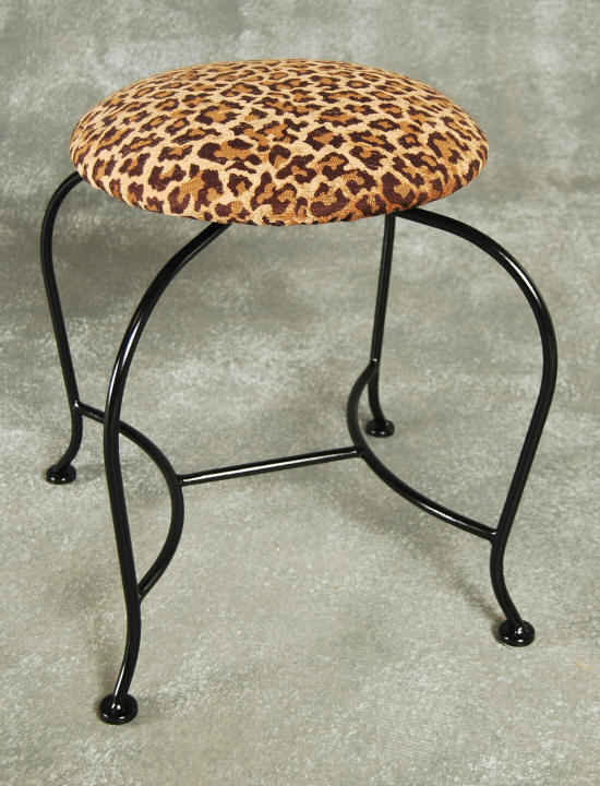 vanity swivel stool in black with leopard