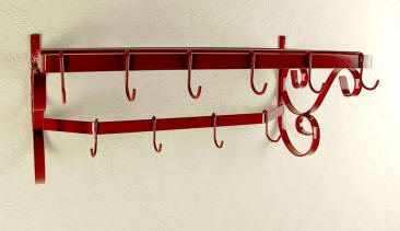 Wall mounted wrought iron pot rack with hanging hooks