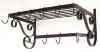 Wall mounted iron pot rack with hooks